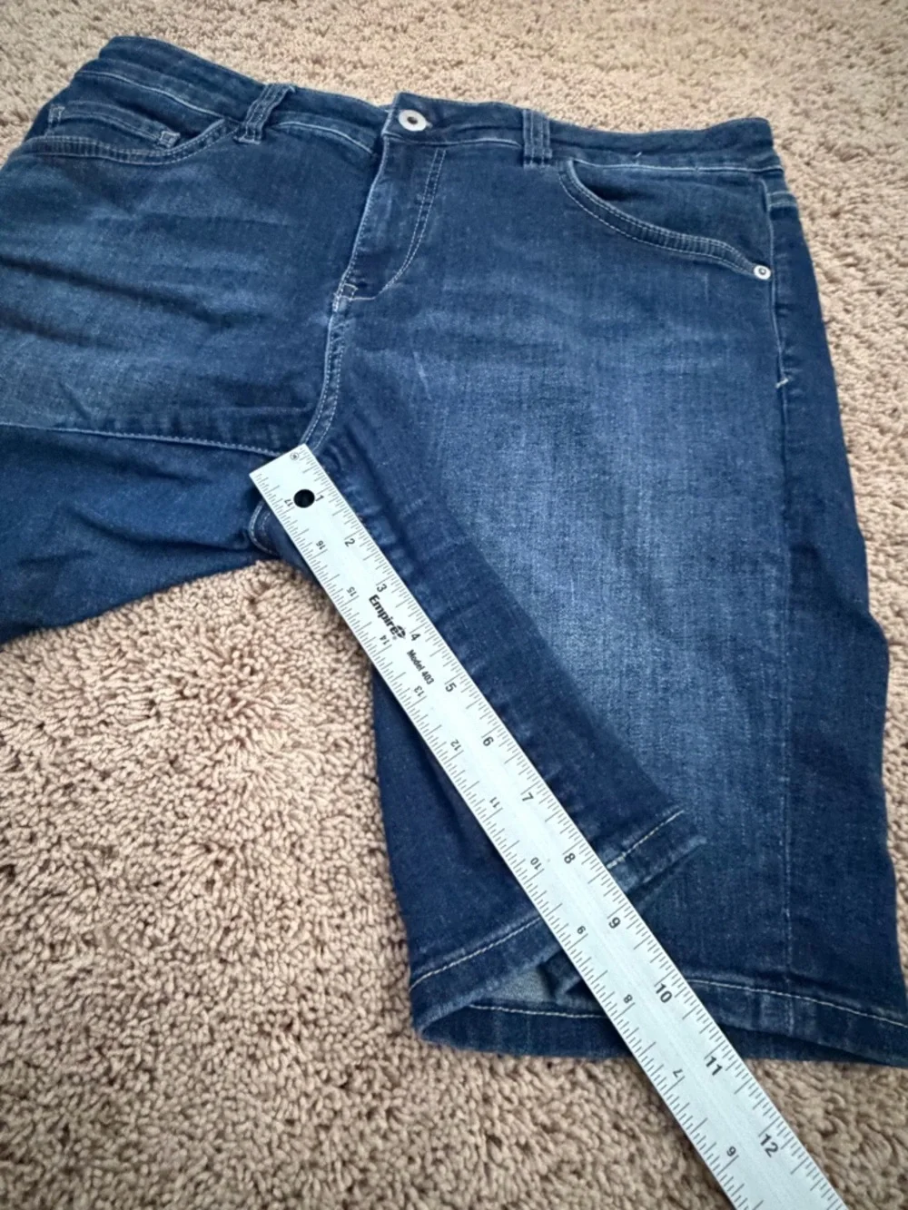 32 Anthropologie pilcro high rise slim long  Dark Blue Denim Jean Shorts - Picture 10 of 10